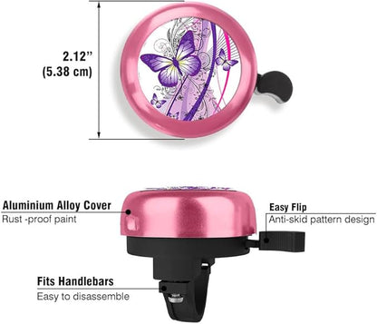 WIRESTER Pink Aluminum Round Bike Bell, Classic Ring Bicycle Bell, Bike Accessories Bell Ring for Adults Kids Girls Boys - Animals