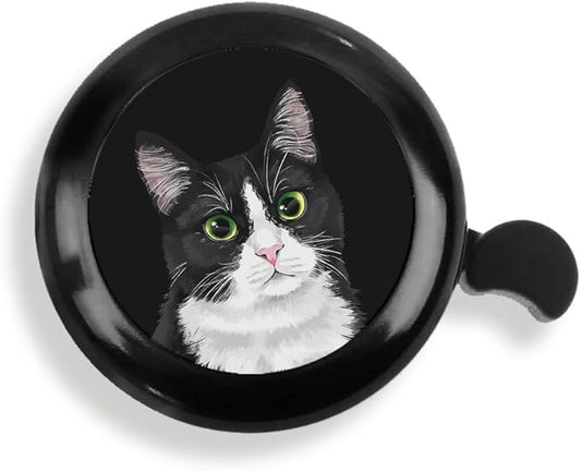 WIRESTER Black Aluminum Round Bike Bell, Classic Ring Bicycle Bell, Bike Accessories Bell Ring for Adults Kids Girls Boys - Dog Cat Animal Cute Records