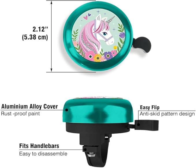 WIRESTER Green Aluminum Round Bike Bell, Classic Ring Bicycle Bell, Bike Accessories Bell Ring for Adults Kids Girls Boys