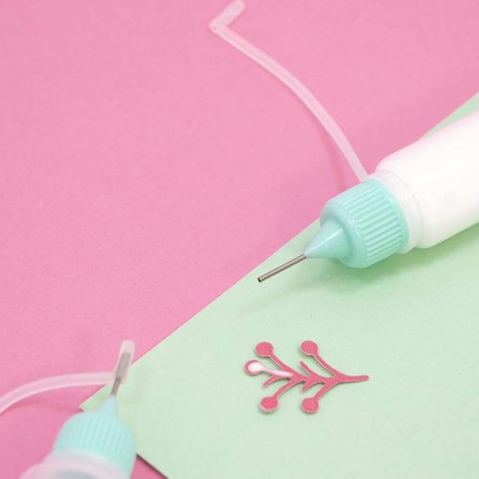 Craftelier - Kit of 2 Precision Tip Bottles with Metal Applicator and Shut-off Nozzle | Needle Dropper Bottles for Applying Adhesives or Paints - 2 Sizes (8 and 9 cm)