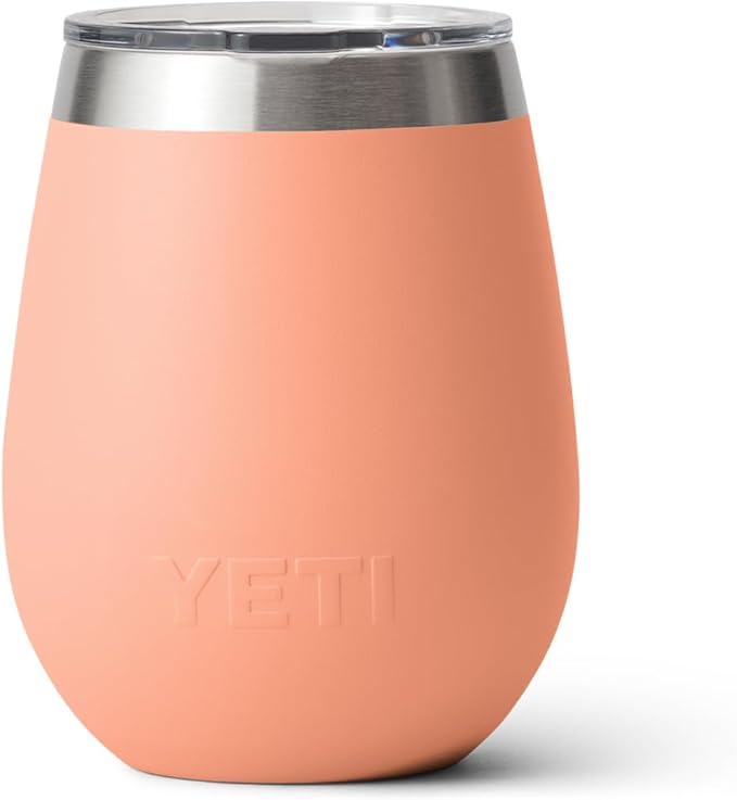 YETI Rambler 10 oz Wine Tumbler, Vacuum Insulated, Stainless Steel with MagSlider Lid, Lowcountry Peach