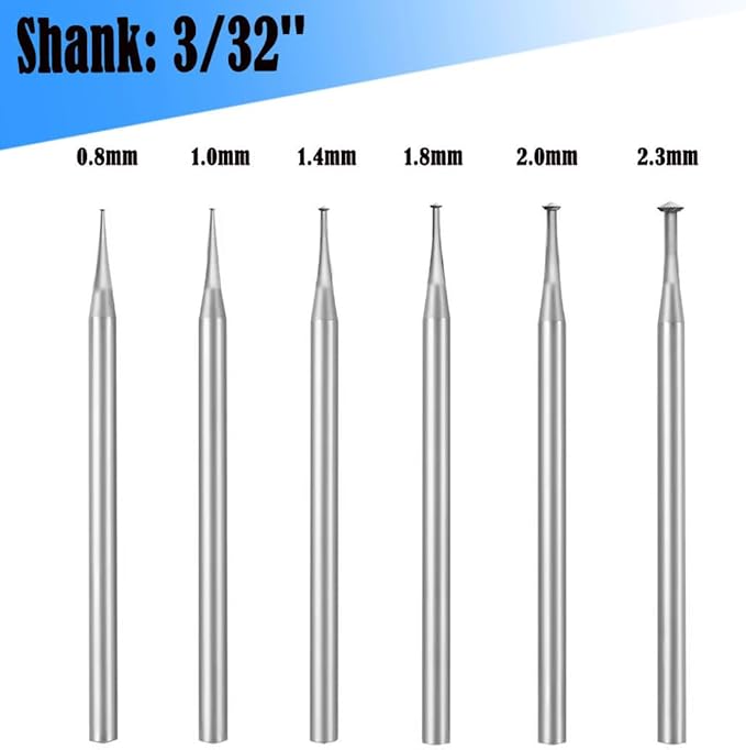 𝐋𝐮𝐨 𝐤𝐞 6 Pcs 45º Hart Burr - 3/32'' Shank Jewelry Making Bits 45 Degree Heart Burs Setting Bits for Dremel Rotary Tools ( 008 - 023 )
