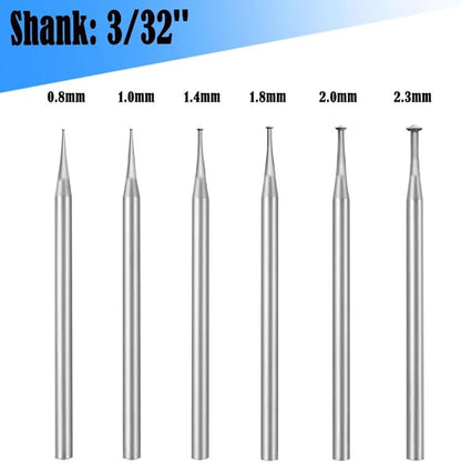 𝐋𝐮𝐨 𝐤𝐞 6 Pcs 45º Hart Burr - 3/32'' Shank Jewelry Making Bits 45 Degree Heart Burs Setting Bits for Dremel Rotary Tools ( 008 - 023 )