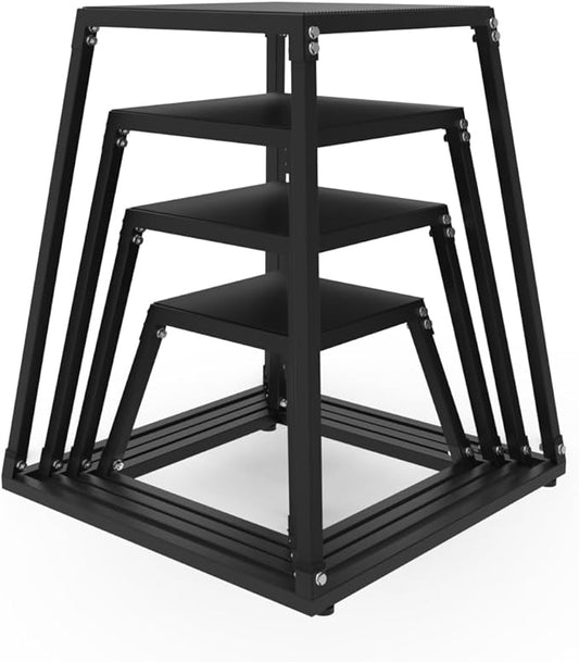 GarveeLife Plyometric Jumping Box, Steel Plyo Box for Exercise, Metal Exercise Step Up Box with Anti-Slip Surface for Home Gym Training