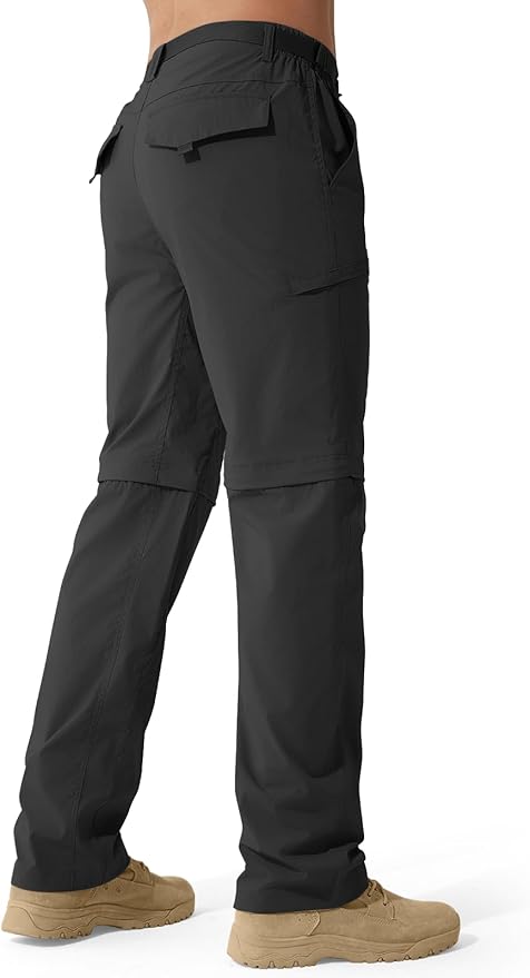 FREE SOLDIER Men's Outdoor Convertible Hiking Pants with Belt Lightweight Quick Dry Tactical Cargo Pants Nylon Spandex