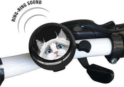 WIRESTER Black Aluminum Round Bike Bell, Classic Ring Bicycle Bell, Bike Accessories Bell Ring for Adults Kids Girls Boys - Dog Cat Animal Cute Records