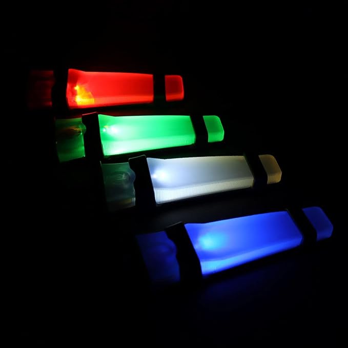 Helmet Signal Light Waterproof Safety Flashing Survival Outdoor Sports Hunting Tactical Hiking Boating Cycling Personal ID Marker Light Hook Back (Tan+Blue)