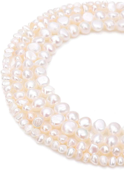 Natural Pearl Beads Side Hole 6-7mm White Freshwater Cultured Loose Gemstone Beads for DIY Jewelry Making 13.8''/Strand
