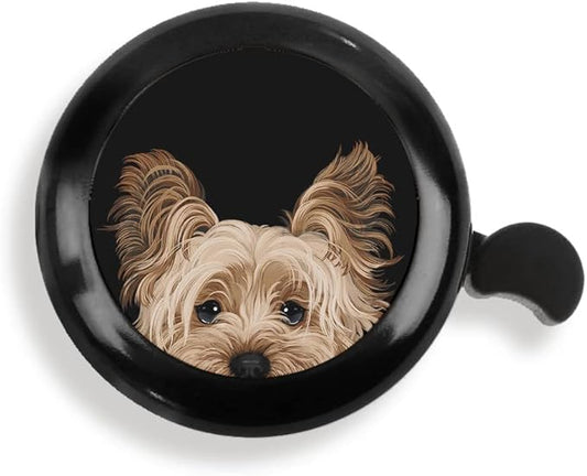 WIRESTER Black Aluminum Round Bike Bell, Classic Ring Bicycle Bell, Bike Accessories Bell Ring for Adults Kids Girls Boys - Dog Cat Animal Cute Records