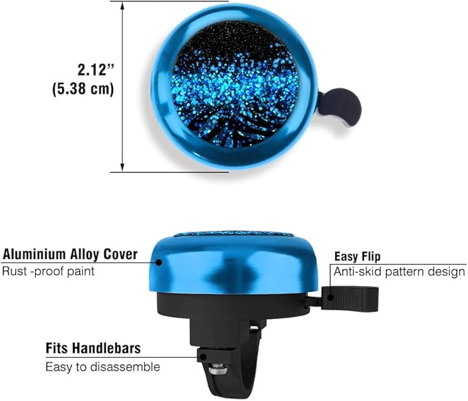 WIRESTER Blue Aluminum Round Bike Bell, Classic Ring Bicycle Bell, Bike Accessories Bell Ring for Adults Kids Girls Boys