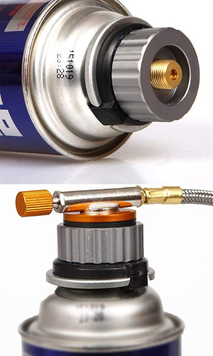 Windproof Portable Backpacking Stove Burner with Piezo Ignition,Stove Adapter,Plastic Storage Box,Strong Firepower,Lightweight,Propane Butane Stove for Indoor Outdoor Camping Hiking and Picnic