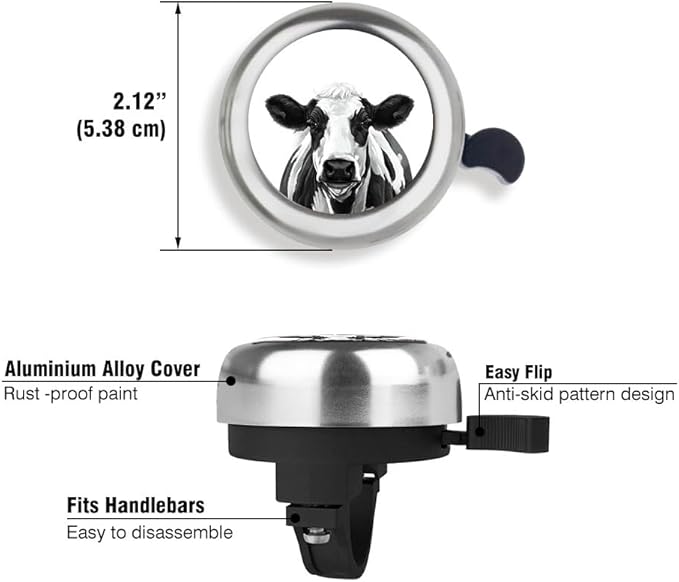 WIRESTER Silver Aluminum Round Bike Bell, Classic Ring Bicycle Bell, Bike Accessories Bell Ring for Adults Kids Girls Boys