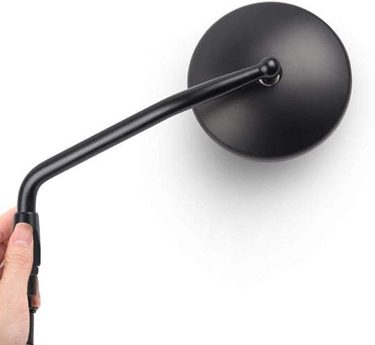 KiWAV Eclipse Black Motorcycle Rear View Mirrors Aluminum Adjustable E-mark 5/16 inch compatible for Harley-Davidson