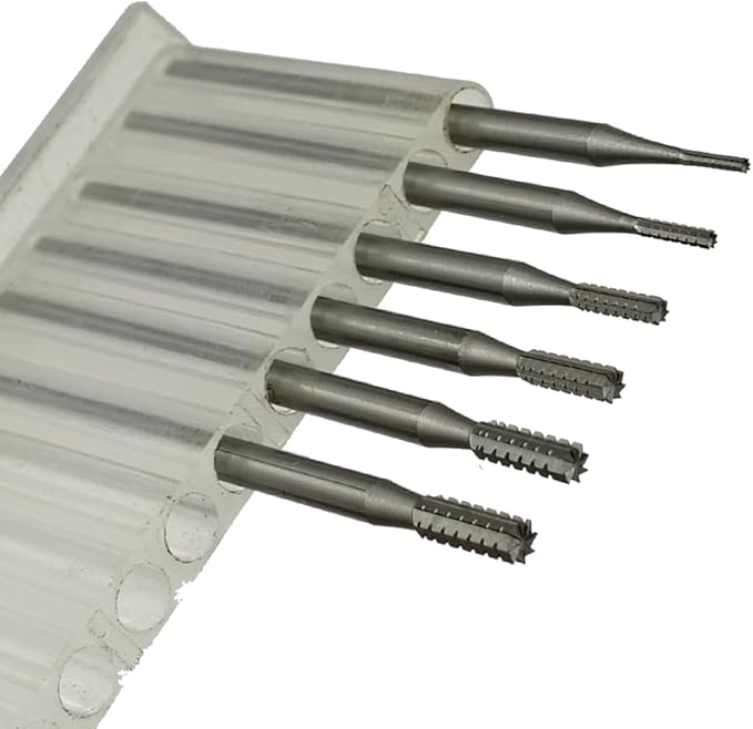 𝐋𝐮𝐨 𝐤𝐞 6 Pcs Cylinder Shape Jewelry Burr - 3/32'' Shank Cylindrical Cross Cut Burs Lapidary Setting Tools for Dremel Rotary Tools (008-023)