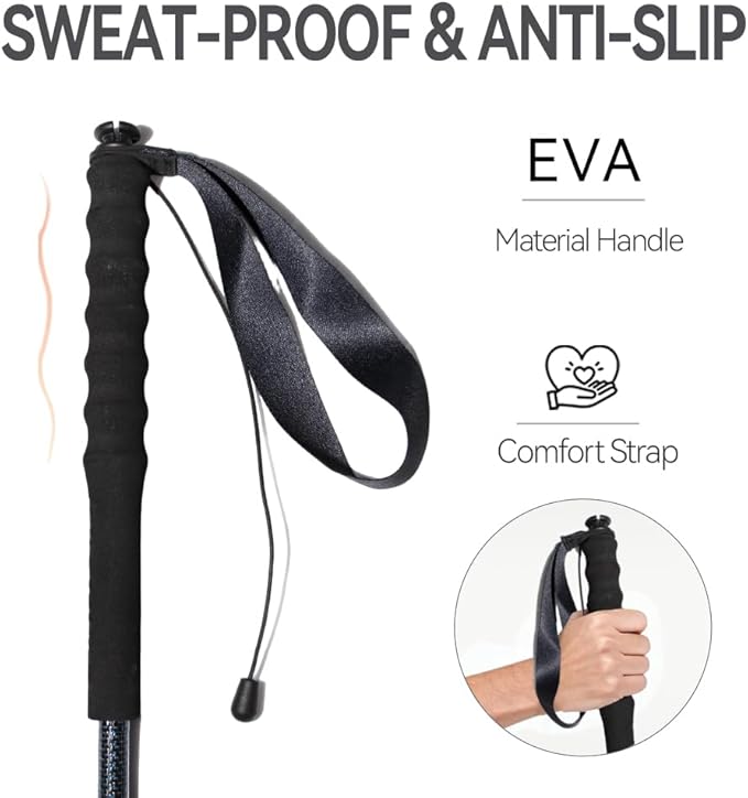 High Strength 5-Section Foldable Carbon Fiber Trekking Poles - 115g/125g/130g, Compact Hiking Staff for Men & Women, Ideal for Hiking, Trekking, Mountaineering & Backpacking