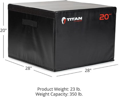 Titan Fitness 20" Stackable Soft Foam Plyometric Box, High Density EPE Foam Core Plyo Box, Step Up Exercise Platform, Box Squat, Step-Up, Box Jumps for Home Garage Gym Training