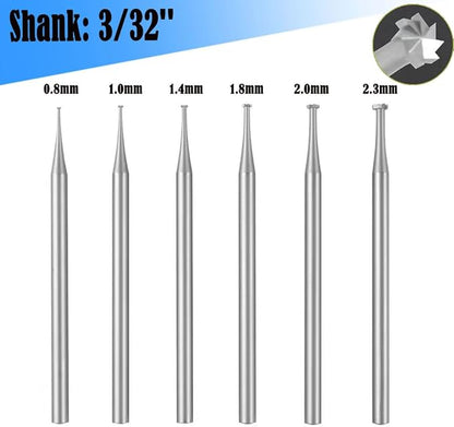 𝐋𝐮𝐨 𝐤𝐞 6 Pcs Jewelry Wheel Burr - 3/32'' Shank T Shape Jewelry Cutting Burs Lapidary Engraving Tools (008-023)