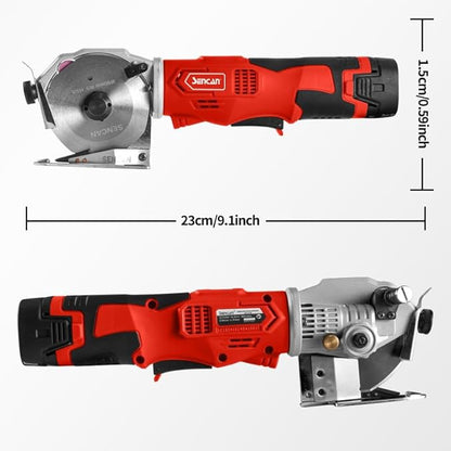 Cordless Electric Rotary Shear Cutter, Multi-layer Electric Fabric Scissors with 1.3"Cutting Thickness, for Cloth Fabric Leather and Carpet, Comes with 1 Battery, 2pcs blade, 14.4V