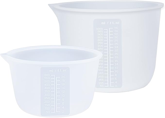 Silicone Measuring Bowl-Epoxy Resin, Fluid Art, Butter, Chocolate-Squeeze Pour Mixing-BPA Free-Large Set of 2 1000ml/36oz(4 Cups) 600ml/20oz(1 Pint)