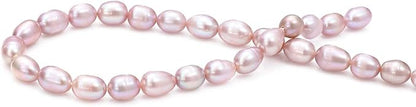 Natural Pearl Beads Rice 6-7mm Purple Freshwater Cultured Loose Gemstone Beads for DIY Jewelry Making 13.8''/Strand