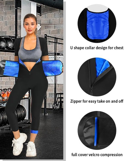Women Sauna Suit Sweat Shirt Slimming Vest Hot Top Jumpsuit Shapewear