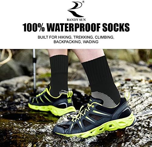RANDY SUN Waterproof Socks, Unisex Hiking Wading Trail Running Kayaking Crew Socks