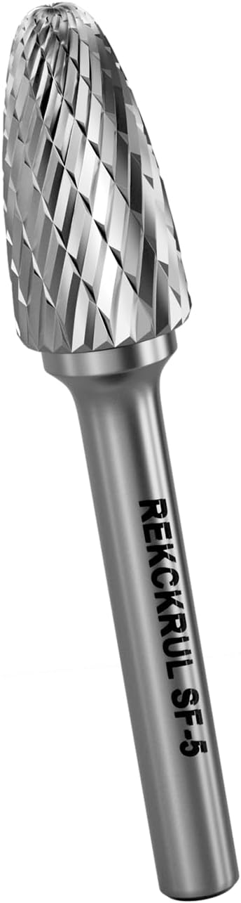 Professional Tungsten Carbide Rotary Burr Bit, SF-5 Double Cut Carbide Burr with 1/4" Shank for Metal, Wood, and Steel – Durable Die Grinder Accessory for Deburring, Engraving & Polishing