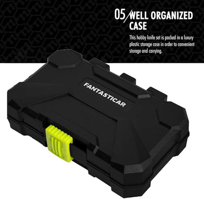 FantastiCAR Craft Knife Precision Cutter Hobby Knife Blades Set (29pcs) for Art Work, Scrapbooking, Stencil, Architecture Modeling, Wood Leather Working