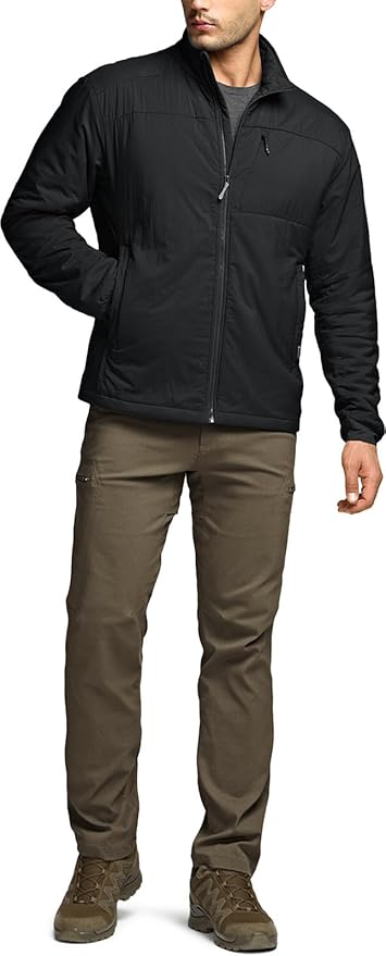 CQR Men's Lightweight Insulated Jacket, Windproof Packable Water Resistant Warm Active Coat for Hiking Work Outdoor Tactical