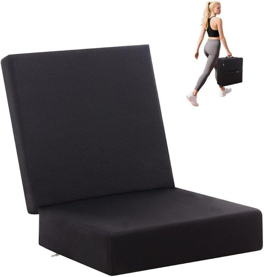 Porch Swing Folding Chair Cushion,Cushion for Outdoor Furniture with Carrying Handle and Adjustable Straps,for Patio,Outdoor,Backyard and Garden(Black)