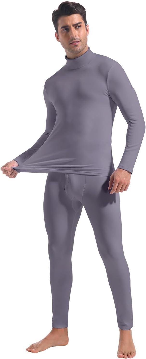 CL convallaria Long Johns Thermal Underwear for Men Soft Fleece Lined Base Layer Cold Weather Top Bottom Gift Set