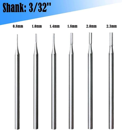 Luo ke 6 Pcs Jewelry Burr, 3/32'' Shank End Cut Cylindrical Shape Single Slot Burs Jewelry Making Tools for Rotary Tools