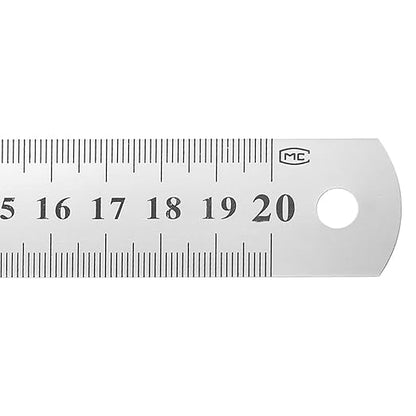 HARFINGTON 12 Pcs Steel Ruler 8" x1-1/32 Machinist Metal Ruler Carbon Steel Metric Straight Edge Measuring Tools 0.6mm Thick for Engineering Architect Drawing Home Office