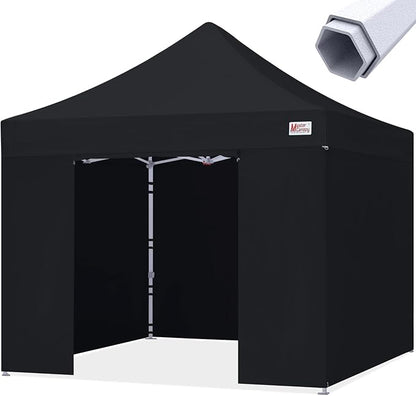 MASTERCANOPY 10x10 Premium Heavy Duty Pop Up Commercial Instant Canopy with Sidewalls(10x10 Black)