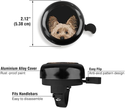 WIRESTER Black Aluminum Round Bike Bell, Classic Ring Bicycle Bell, Bike Accessories Bell Ring for Adults Kids Girls Boys - Dog Cat Animal Cute Records