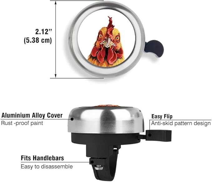 WIRESTER Silver Aluminum Round Bike Bell, Classic Ring Bicycle Bell, Bike Accessories Bell Ring for Adults Kids Girls Boys