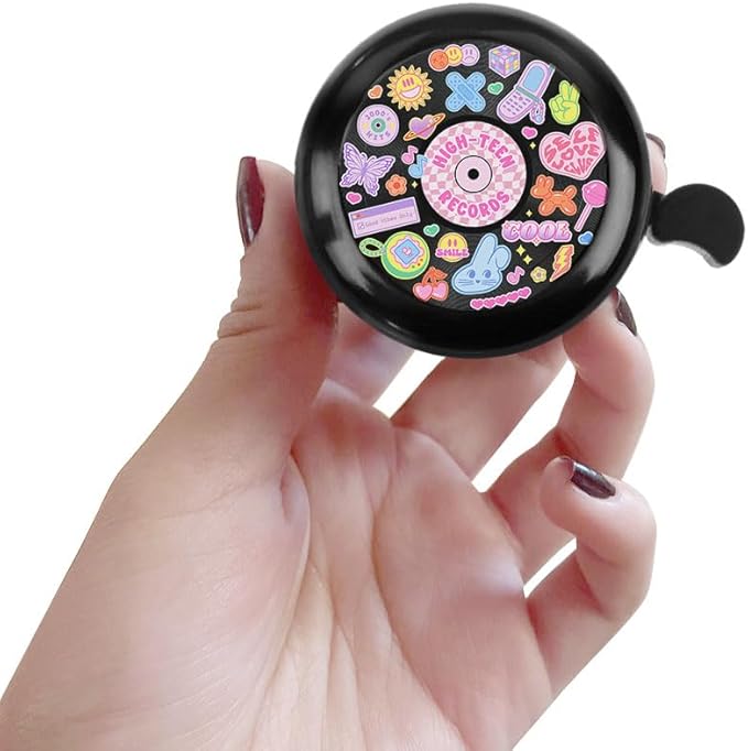 WIRESTER Black Aluminum Round Bike Bell, Classic Ring Bicycle Bell, Bike Accessories Bell Ring for Adults Kids Girls Boys - Dog Cat Animal Cute Records