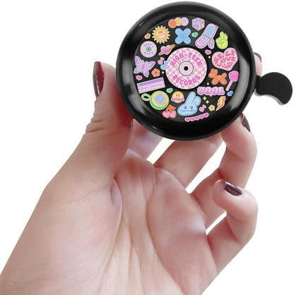 WIRESTER Black Aluminum Round Bike Bell, Classic Ring Bicycle Bell, Bike Accessories Bell Ring for Adults Kids Girls Boys - Dog Cat Animal Cute Records