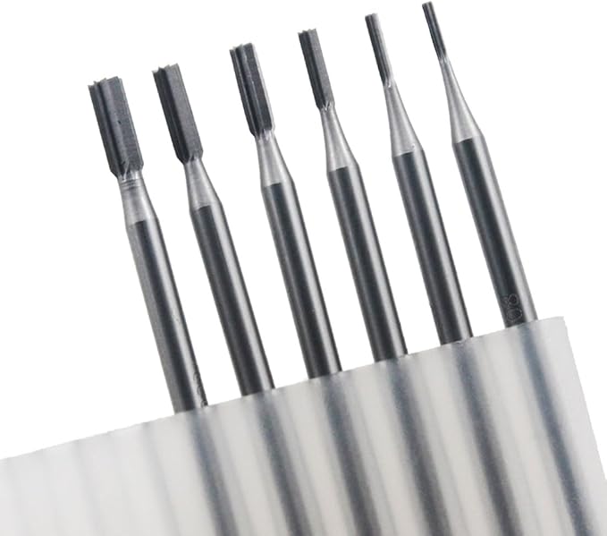 Luo ke 6 Pcs Jewelry Burr, 3/32'' Shank End Cut Cylindrical Shape Single Slot Burs Jewelry Making Tools for Rotary Tools