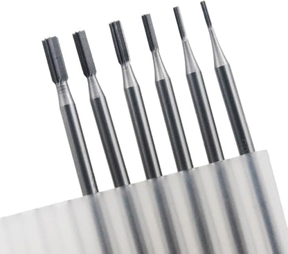 Luo ke 6 Pcs Jewelry Burr, 3/32'' Shank End Cut Cylindrical Shape Single Slot Burs Jewelry Making Tools for Rotary Tools