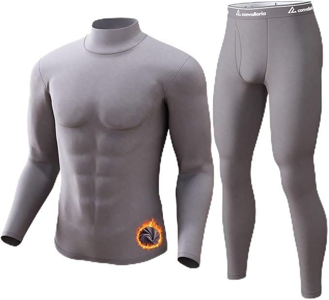 CL convallaria Long Johns Thermal Underwear for Men Soft Fleece Lined Base Layer Cold Weather Top Bottom Gift Set