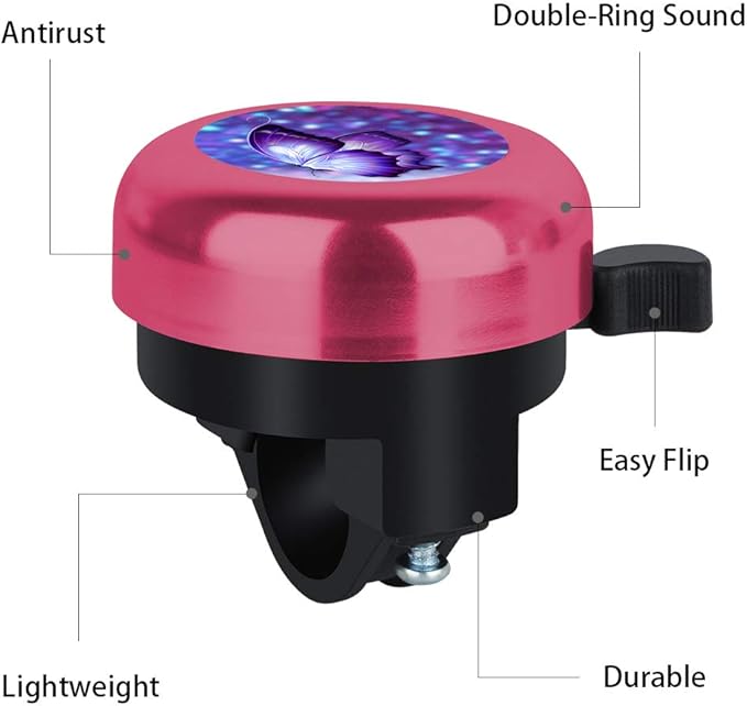 MZELQ Bicycle Bell Cute Clear Sound Adjustable Size Aluminum Bike Accessories Bell Ring for Girls Women Kids Adults