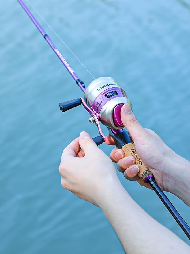 Sougayilang Spincast Reel and Fishing Rod Combo, 5-Foot 9-Inch Durable Carbon Rod, Quickset Anti-Reverse Fishing Reel with Mono Line