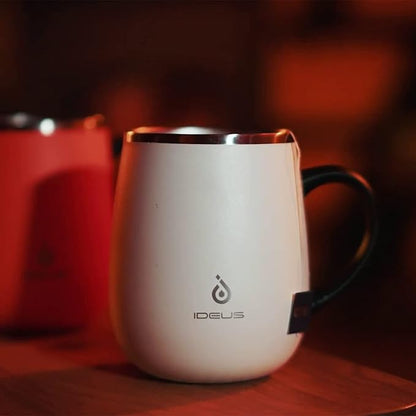 Ideus 16 oz Insulated Coffee Mug with Handle and Lid, Double Wall Stainless Steel Vacuum Thermal Coffee Mug, Travel Coffee Cup Thermal Cup for Home and Office, Orange Tiger