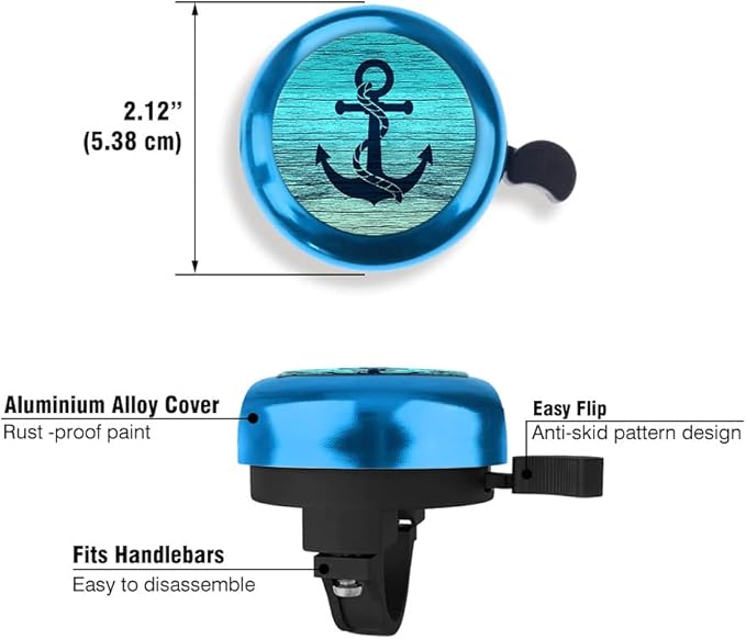 WIRESTER Blue Aluminum Round Bike Bell, Classic Ring Bicycle Bell, Bike Accessories Bell Ring for Adults Kids Girls Boys