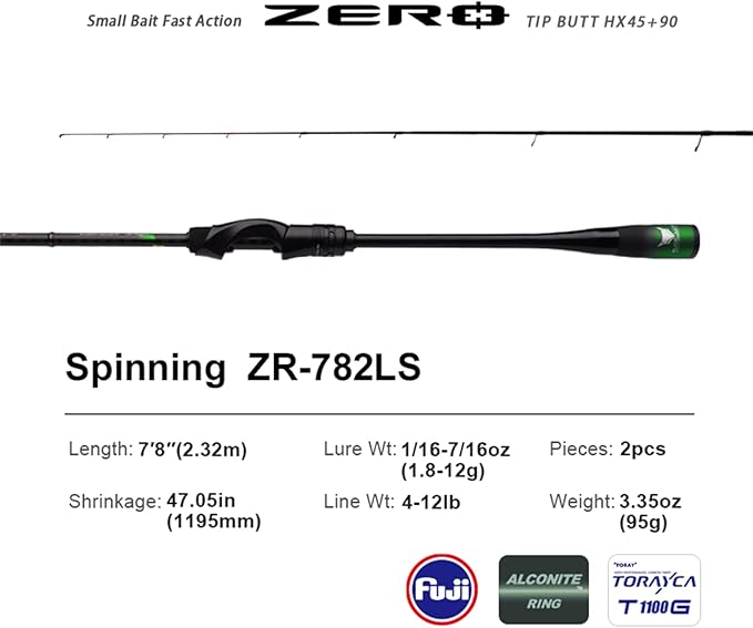 PURELURE Zero Ultralight Fishing Rod Solid Tip, 40 Ton Carbon Fiber Spinning & Casting Rod 2 or 5-Piece, Extra Fast/Fast Action, One-Piece Full Carbon Handle and Reel Seat, Fuji Alconite Guide