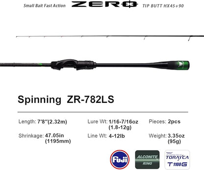PURELURE Zero Ultralight Fishing Rod Solid Tip, 40 Ton Carbon Fiber Spinning & Casting Rod 2 or 5-Piece, Extra Fast/Fast Action, One-Piece Full Carbon Handle and Reel Seat, Fuji Alconite Guide