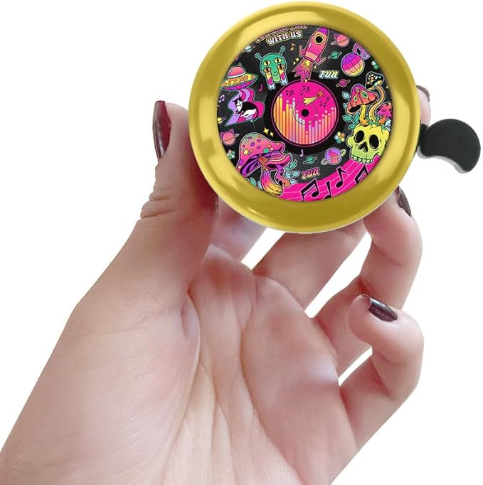 WIRESTER Gold Aluminum Round Bike Bell, Classic Ring Bicycle Bell, Bike Accessories Bell Ring for Adults Kids Girls Boys