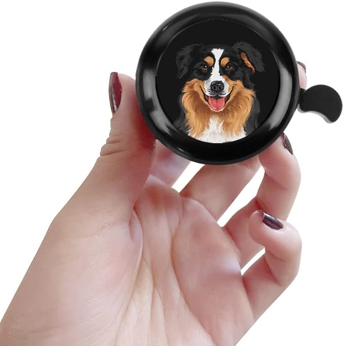 WIRESTER Black Aluminum Round Bike Bell, Classic Ring Bicycle Bell, Bike Accessories Bell Ring for Adults Kids Girls Boys - Dog Cat Animal Cute Records