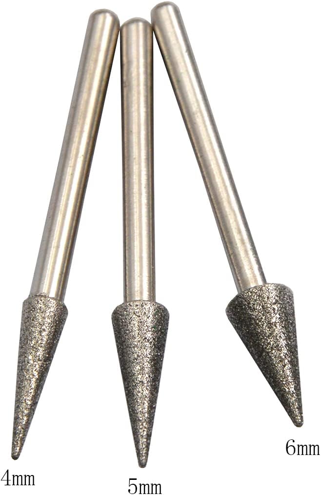 30Pcs 4mm Triangular Head,3mm Shaft,Diamond Stone Abrasive Burs Burr Grit Bits for Rotary Tool Grinding Head Jewelry Lapidary Woodworking (Triangular 4mm)